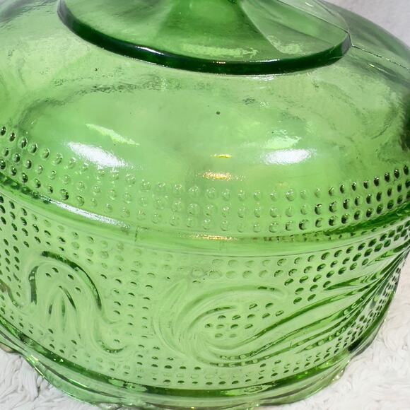 EO Brody M6000 Emerald Green Glass Vintage Compote Pedestal Candy Dish Cleveland - Picture 9 of 15